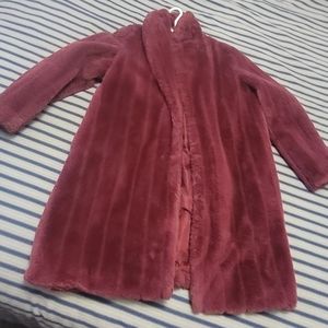 Plum faux fur coat